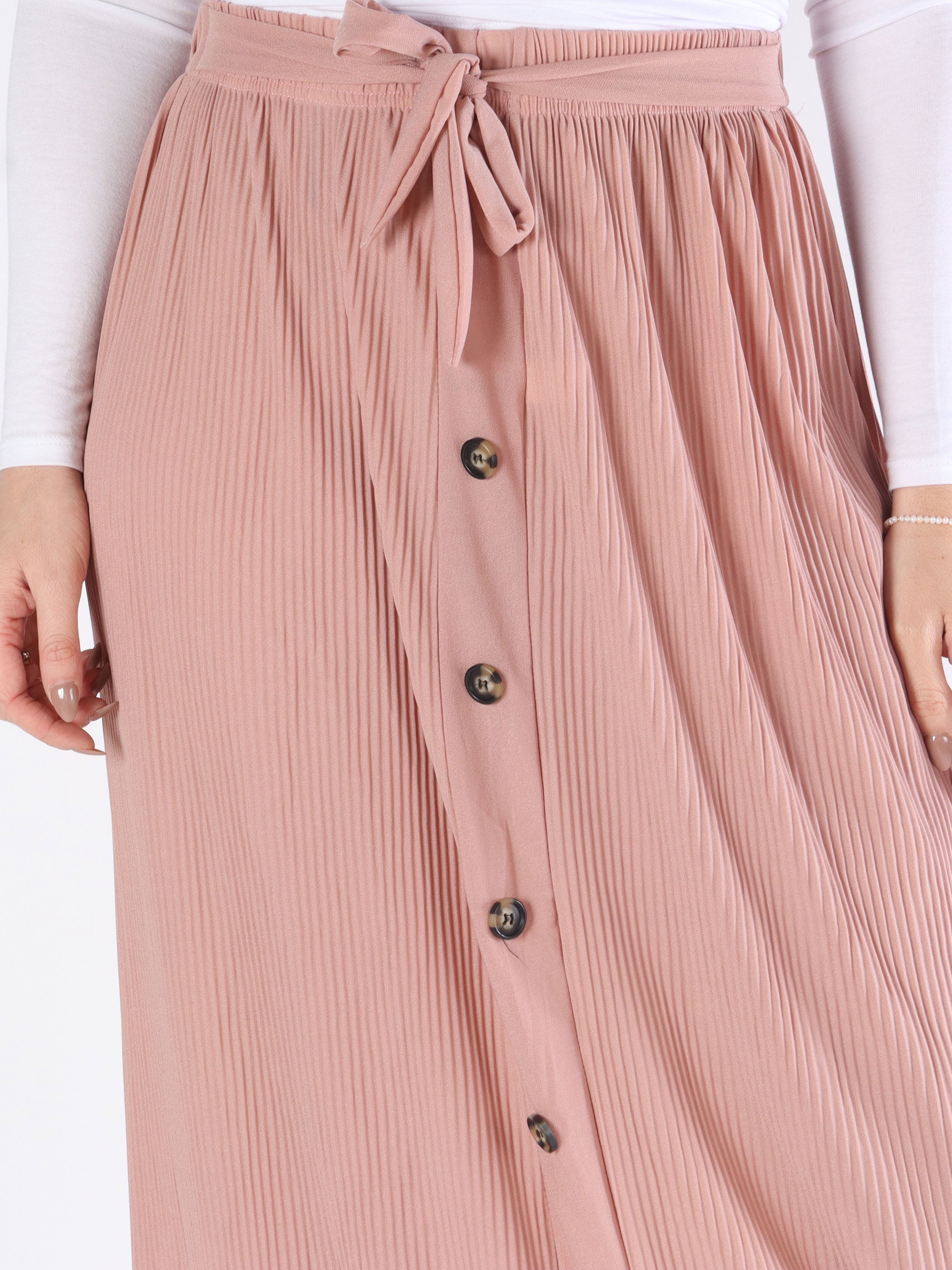 Andrea - Lång plisserad kjol med knappar